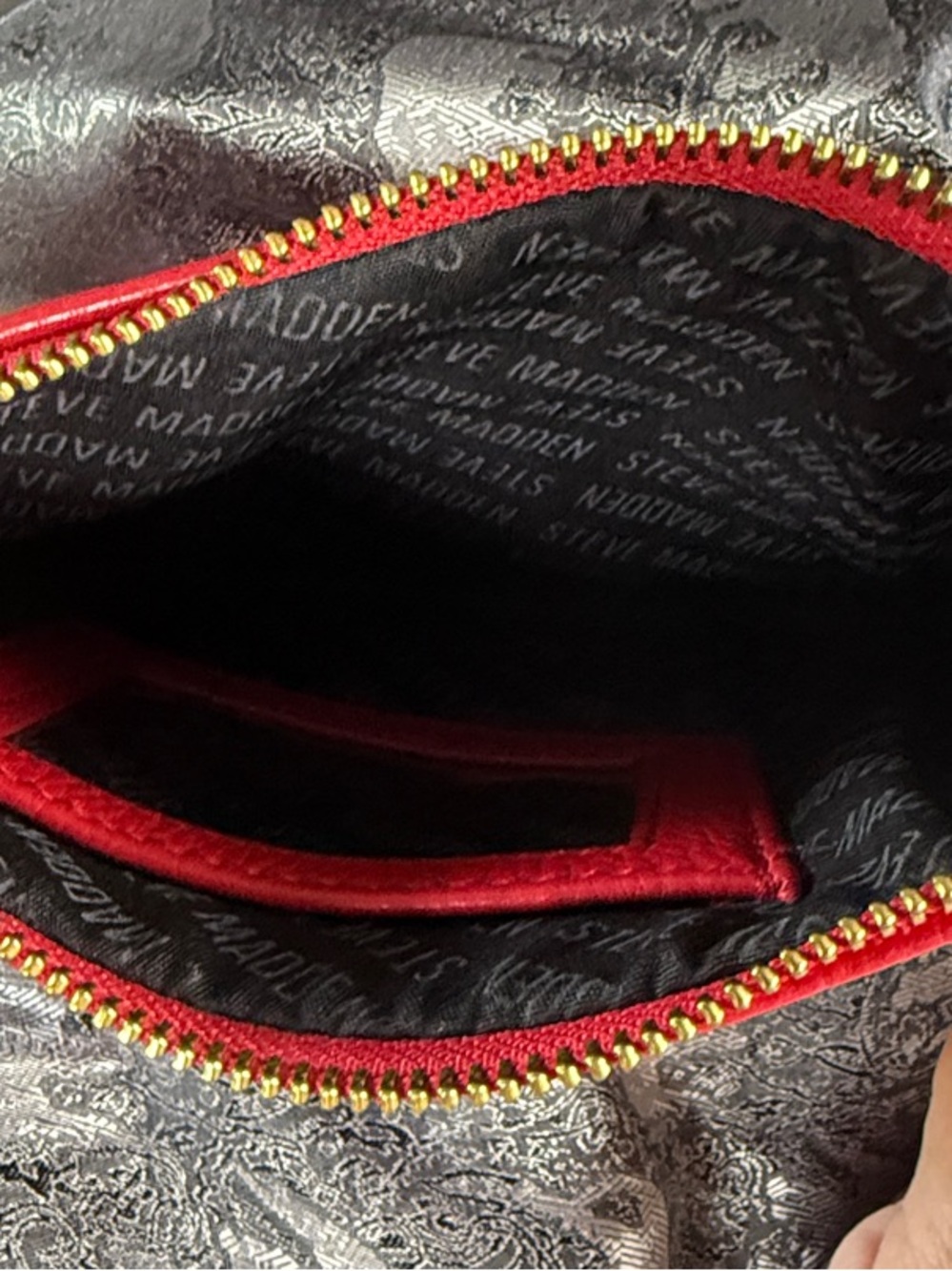 Steve Madden Red Leather Wristlet Clutch with Gold Hardware - Picture 3 of 3